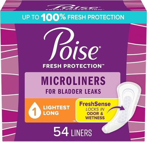 Poise Daily Microliners، بطانات داخلية لسلس البول، قطرة واحدة خفيفة الامتصاص، طويلة، 50 قطعة من الفوط الداخلية، قد تختلف التعبئة in Kuwait