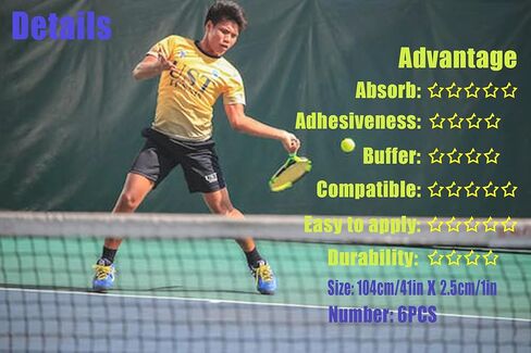 مضرب قبضة الشريط مضرب التنس شريط قبضة مكافحة زلة التنس Overgrip 6 قطعة الاسكواش مضرب كرة الريشة المضادة للانزلاق والعرق ماصة قبضة US115 in Kuwait