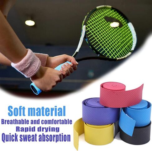 مضرب قبضة الشريط مضرب التنس شريط قبضة مكافحة زلة التنس Overgrip 6 قطعة الاسكواش مضرب كرة الريشة المضادة للانزلاق والعرق ماصة قبضة US115 in Kuwait