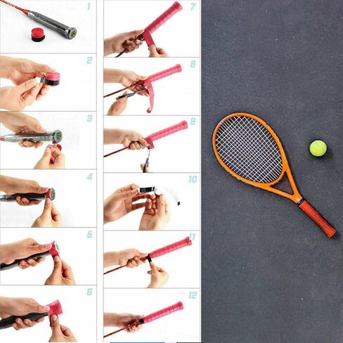 مضرب قبضة الشريط مضرب التنس شريط قبضة مكافحة زلة التنس Overgrip 6 قطعة الاسكواش مضرب كرة الريشة المضادة للانزلاق والعرق ماصة قبضة US115 in Kuwait
