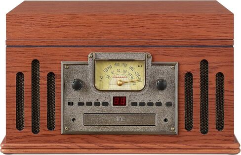 Crosley CR704B-WA Musician 8-in-1 Record Player, Walnut | 3-Speed Turntable, Bluetooth In, Built-in Full-Range Stereo Speakers, AM/FM Radio, CD Player in Kuwait