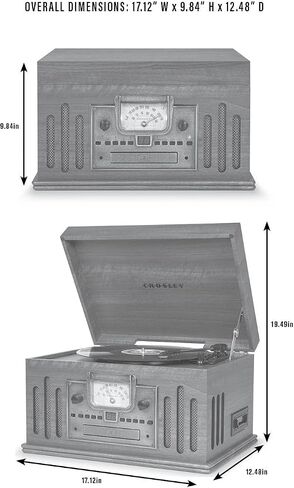 Crosley CR704B-WA Musician 8-in-1 Record Player, Walnut | 3-Speed Turntable, Bluetooth In, Built-in Full-Range Stereo Speakers, AM/FM Radio, CD Player in Kuwait