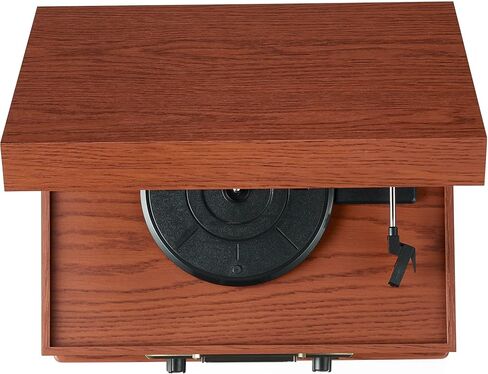 Crosley CR704B-WA Musician 8-in-1 Record Player, Walnut | 3-Speed Turntable, Bluetooth In, Built-in Full-Range Stereo Speakers, AM/FM Radio, CD Player in Kuwait