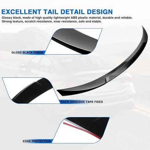 MotorFansClub Rear Spoiler Fit for Kia Forte K3 2019 2020 2021 2022 2023 Trunk Wing Glossy Black in Saudi Arabia