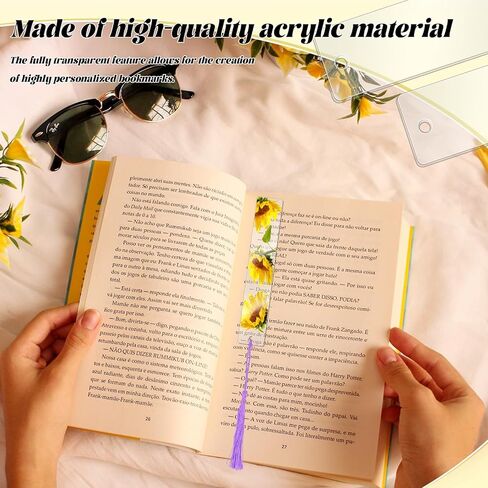 100 PCS Acrylic Blanks Bookmarks with 100 Pcs Colorful Bookmark Tassels, Clear Bookmarks Bulk for DIY Craft Projects and Gift Tags, 5 x 1inch in Kuwait