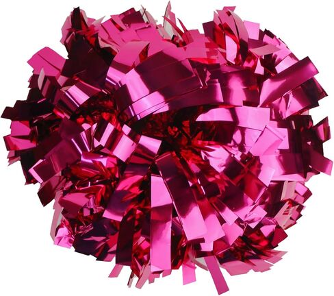 2 Pack 6 Inches Metallic Cheerleader Pom Poms with Baton Handle, Cheerleading Poms Cheer Pom Pom, Cheering Pom Poms for Team Spirit Sports Dance Party Cheering Kids Adults(Maroon and Silver) in Saudi Arabia