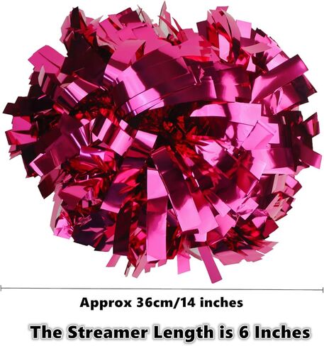2 Pack 6 Inches Metallic Cheerleader Pom Poms with Baton Handle, Cheerleading Poms Cheer Pom Pom, Cheering Pom Poms for Team Spirit Sports Dance Party Cheering Kids Adults(Maroon and Silver) in Saudi Arabia