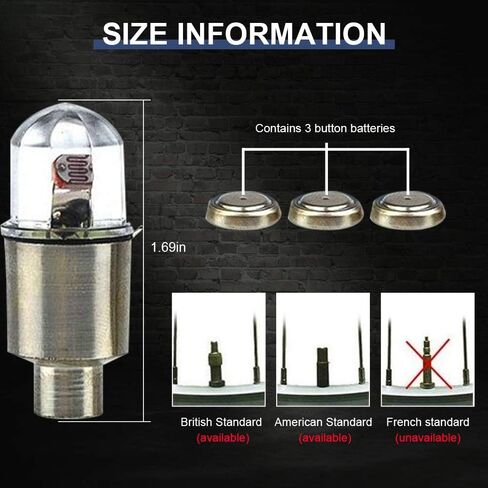 مصابيح LED للعجلات وامضة ملونة - مجموعة إضاءة بغطاء صمام عجلة فلاش LED للسيارة والدراجة والدراجات النارية والدراجات الثلاثية وإطارات عربة الجولف، تنشيط الحركة (4 قطع) in Kuwait