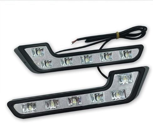 2 قطعة على شكل حرف L 6 LED أبيض 12 فولت مصباح قيادة مقاوم للماء ملحقات سيارة خفيفة للضباب مناسبة عالميًا in Kuwait
