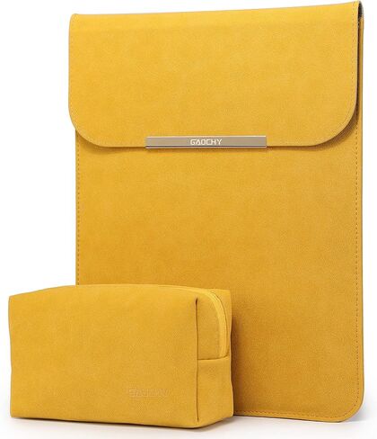 حافظة كمبيوتر محمول مقاس 14 بوصة مع حقيبة ملحقات متوافقة مع ماك بوك برو 14 2022 2021 M1 Pro/Max A2442، ماك بوك إير 13 بوصة 2010-2017، أصفر in Kuwait