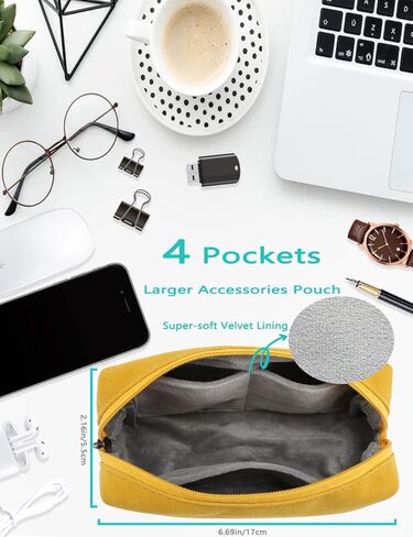 حافظة كمبيوتر محمول مقاس 14 بوصة مع حقيبة ملحقات متوافقة مع ماك بوك برو 14 2022 2021 M1 Pro/Max A2442، ماك بوك إير 13 بوصة 2010-2017، أصفر in Kuwait