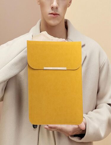 حافظة كمبيوتر محمول مقاس 14 بوصة مع حقيبة ملحقات متوافقة مع ماك بوك برو 14 2022 2021 M1 Pro/Max A2442، ماك بوك إير 13 بوصة 2010-2017، أصفر in Kuwait