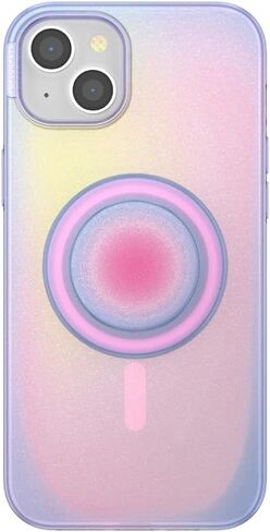 PopSockets iPhone 15 Plus Case with Round Phone Grip Compatible with MagSafe, Phone Case for iPhone 15 Plus, Wireless Charging Compatible - Aura in Saudi Arabia