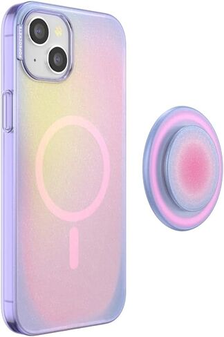 PopSockets iPhone 15 Plus Case with Round Phone Grip Compatible with MagSafe, Phone Case for iPhone 15 Plus, Wireless Charging Compatible - Aura in Saudi Arabia