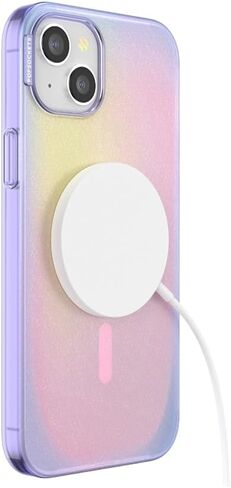 PopSockets iPhone 15 Plus Case with Round Phone Grip Compatible with MagSafe, Phone Case for iPhone 15 Plus, Wireless Charging Compatible - Aura in Saudi Arabia