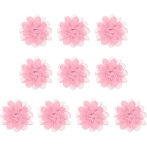 PATIKIL 3.9" Chiffon Flowers, 10 Pcs Mesh Fabric Flowers Sewing Fabric Appliques Headband Embellishments for DIY Craft Wedding Decor, Light Pink