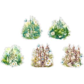 Castle Stickers, Obujopal 46Pcs Small Stickers for Kids Scrapbooking Journaling Planners Water Bottle Laptop Collage Envelope Phone Case DIY Art Crafts Decoration