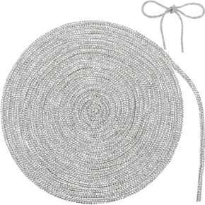 9 Yards Rhinestone Glitter Shoelaces Rhinestone Shoe Laces Glitter Cord Crystal Shiny Round Cords Bling Hoodie Drawstring for DIY Sweatpants Sneakers Hoodies Dress Decorations(White,9 Yards)