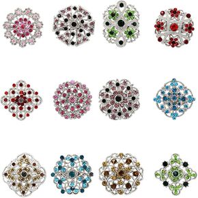Ezing 12pcs Lot Crystal Brooch for Wedding Bouquet (G)
