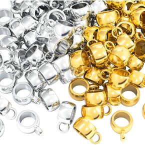 100pcs Links Bail Beads for Jewelry Making, Hypoallergenic Alloy Tube Spacer Beads, 4mm Tube Charm Connectors for Bracelets Earrings Necklaces Keychain DIY Crafts- Gold & Silver