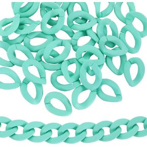 SUNNYCLUE 1 Box 60Pcs Acrylic Chain Ring Jewelry Linking Rings Bulk Turquoise Oval Quick Link Clips Hooks Strap Connectors Open Rings for Bracelets Necklace Jewelry Making Purse Bag Chains DIY Crafts