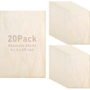 20 PCS أوراق Basswood فارغة ، ورقة خشبية البلسا مستطيلة الليزر أوراق الخشب الرقائقي رفيعة حرفة غير مكتملة للزخارف DIY ، قارب سفينة الطائرات ، مشاريع المدرسة 3.9 × 5.9 × 0.08 بوصة in Kuwait