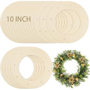 GBACHOOSE 20 Pack 10 Inch Wooden Wreath Frames for Crafts, Round Wooden Wreath Form Wooden Wreath Ring 10 Inch for Creating Floral Arrangements, Home Decor, Christmas and Easter Crafts