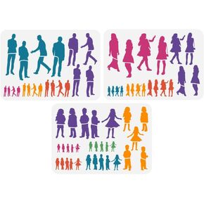 FINGERINSPIRE 3Pcs Human Figure Painting Large Stencil 8.3x11.7 PET Male Female Boys Girls Figures Model Spraying Big Stencil Reusable Human Body Silhouette Wall Stencil Creative Hollow Out Template