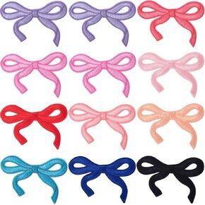12 pcs القوس الحديد على البقع ، تصحيح الإصلاح المطرز Bowknot ، خياطة متعددة الألوان على بقع القوس للسترات ، معطف ، قبعات ، ملابس الأكياس ، DIY (10 أنماط)
