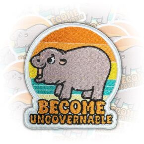 Become Ungovernable 3 Inches Iron On/Sew On Embroidered Applique Patches, Moo Deng Embroidery Patches, DIY Accessories for Backpacks, Army Vests, Bags, Hats, Clothes, Gift for Hippo Fanclub