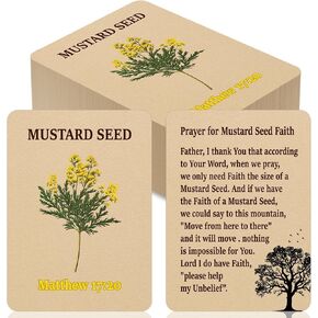 50 Pcs Mustard Seed of Faith Holy Prayer Cards Gift Bulk Set Bundle Matthew 17: 20 Faith Prayer, 3.2 x 4.5 Inch