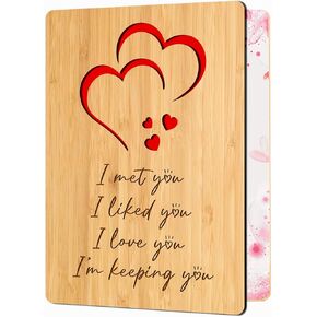 Handmade Wooden Bamboo Cut Out Greeting Cards Happy Birthday for Wife Husband Girlfriend Her Him Anniversary Friends Family Sustainable Gift Use