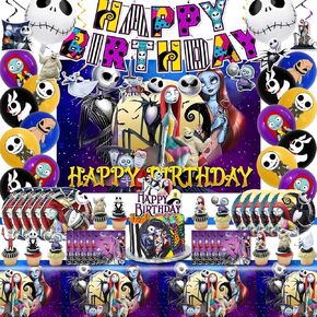 106 Pcs Christmas Decorations - Party Supplies Balloons Plates Cake Topper Banner Hanging Swirls Halloween Party Decorations