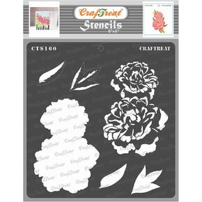 CrafTreat Reusable Layered Flower Stencils for Painting on Wood, Canvas, Paper, Fabric, Wall and Tile - 2 Step Peony - 6x6 Inches - DIY Art and Craft Stencils for Painting Flowers Peony Stencil