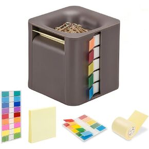 5-in-1 Sticky Note Holder for Desk - Pop Up Sticky Note Dispenser with Pop Up Post Its, Sticky Note Holder & Storage, Magnetic Absorber Case for On-The-Go Organization (Black)