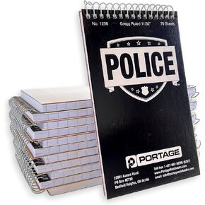 Portage Public Safety Police Notebook – Top Bound Spiral Notebook, Writing Pad for Interviews, Accidents & Incident Reports, Field Notes Book for Police – 3.75x6 In, 70 Sheets, 12 Pack
