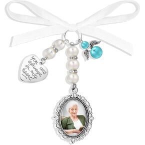 Bouquet Charms for Wedding Memory Wedding Bouquet Photo Charms Flower Bouquet Accessories Car Charms Angel Charms Pendant Bridal Bouquet Charm You Are Always in My Heart Charm Something Blue for Bride