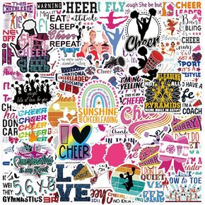 100PCS Cheerleader Stickers, Vinyl Waterproof Decals, Perfect Cheerleading Gifts and Cheer Stuff with Motivational Positive Stickers for Teens Girls Water Bottles Laptop Computer Luggage Cup