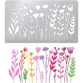 UNICRAFTALE About 1Pcs Multiflower Stencil Metal Stencil Wildflower Stencils for Painting Spring Flower Stencils Stainless Steel Stencils Template for Wood Burning for Wall Paper Decor