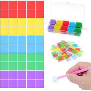 Xindojuz 100pcs Diamond Art Painting Glue Clay ، Diy Diy Diamond Art Paint Wax مع أدوات ولوازم منظمات الماس السيليكون الماس (2x2 سم 5 لون)