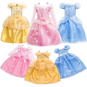 Princess Costume Trunk for Toddler Girls, 3 Pcs Fancy Dress Up Outfit for Little Kids Birthday Christmas 2-12Y in Kuwait
