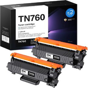 TN760 Compatible Toner Cartridge Replacement for Brother TN760 TN-760 TN 760 Use with DCP-L2550DW HL-L2350DW HL-L2395DW HL-L2390DW HL-L2370DW (Black, 2 Pack)