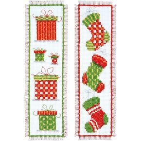 Vervaco Counted Cross Stitch Bookmark Kit for Beginners (Set of 2) Christmas Delight Holiday Embroidery Pattern for Book Lovers ca. 2,4" x 8" DIY Crafts for Adults Book Lovers Gift Starter Craft Kit