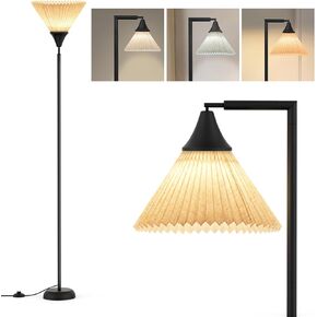 Floor Lamp for Living Room, Bendable Head Linen Shade Floor Lamps, 3 Color Temperature Footswitch Stand Light, Modern Pole Lamp for Living Room Bedroom, 9W Bulb Included