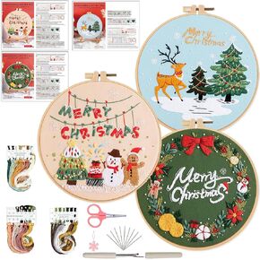 Ohcol Christmas Embroidery Kit for Beginners Cross Stitch Kits Adult Needlepoint Cross Stitch Kits,Merry Christmas Hand Crafts