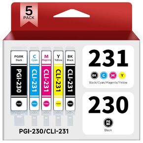 PGI-230 CLI-231 حبر خرطوشة 5 حزمة حزمة التحرير والسرد استبدال Canon 230 231 حبر خراطيش PGI230 CLI231 حبر خراطيش متوافقة مع Canon PIXMA TS8820 طابعة Inkjet