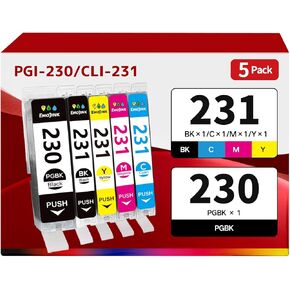 PGI-230 CLI-231 High Yield Ink Cartridge Combo Pack Replacement for Canon 230 231 Ink Cartridges PG230 CLI231 Ink Cartridges Compatible for Canon PIXMA TS8820 Inkjet Printer (5 Pack)