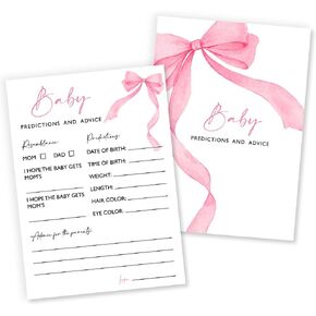 Oh Baby True or False Baby Shower Game, 25 Double-Sided with 1 Answer Card Pink Bow Baby Shower Games for Girls, Interactive Baby Shower Game Girl Party Supplies, Baby Girl Celebrations-A08