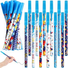 Geyee Autism Awarness Awarness Pens Bulk Contull Puzzle Pans مع كلمات ملهمة هدية Asperger التوعية للأحداث ، ومجموعات الدعم ، وجمع التبرعات ، واللوازم المدرسية Boy Girls Teens (48 Pack) in Kuwait