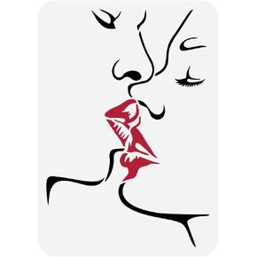 FINGERINSPIRE Couple Kissing Painitng Stencil 8.3x11.7 inch Kissing Love Stencil Plastic Kiss People Pattern Stencil Create DIY Romantic Love Crafts Reusable Stencils for Valentine's Day Decor